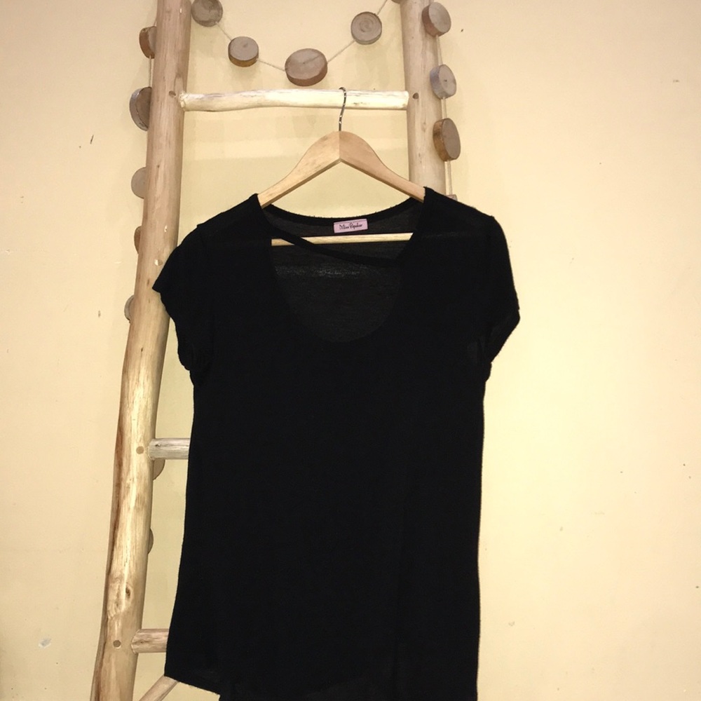 Black T-Shirt with a cut out on the top of front